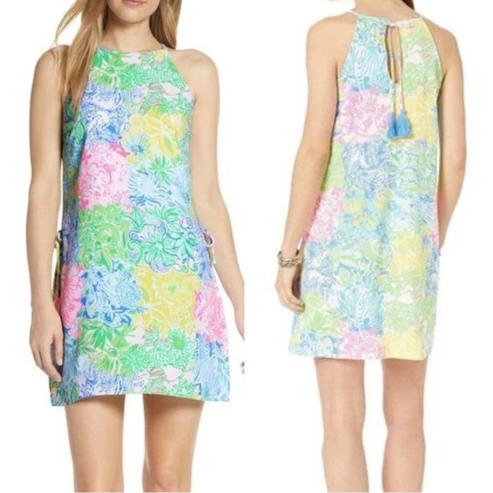 Lilly Pulitzer Women’s Floral Margot Swing Mini Dress Pima Cotton Tassels XS